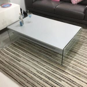 Tavolino basso Speedy laccato grigio e vetro